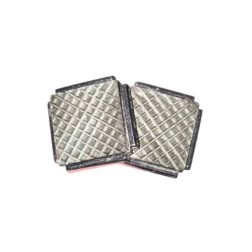 Swank Signed Charcoal Grid Cut Stone Inlaid Silver Tone Cuff Links 0.75" Square